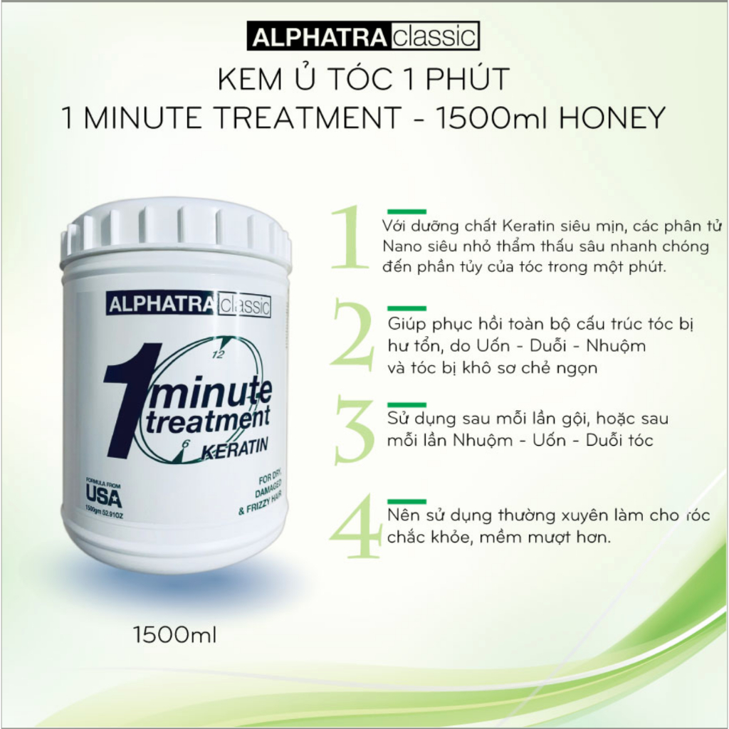 Kem ủ 1 phút One Minute Treatment Alphatra  1500ml