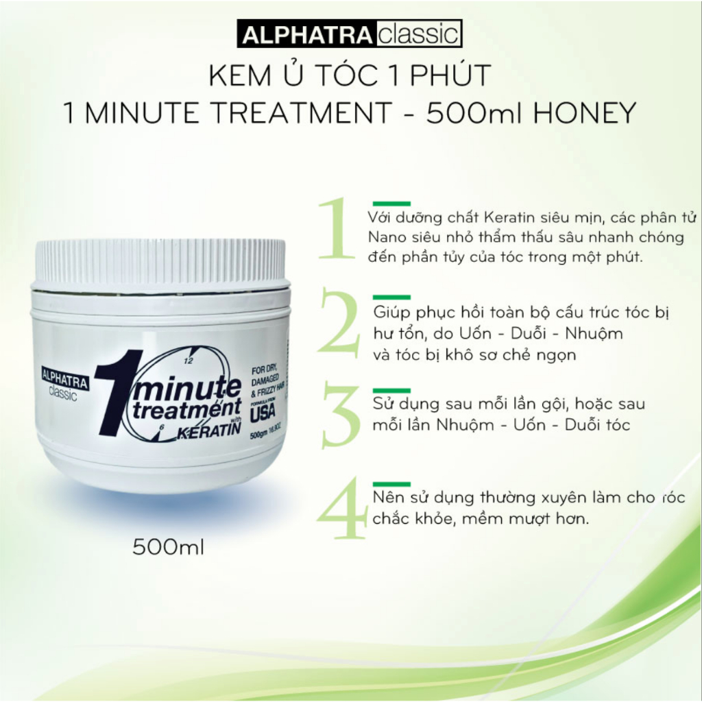 Kem ủ 1 phút One Minute Treatment Alphatra  500ml