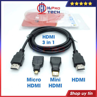 Bộ Chuyển Tín Hiệu Cổng Hdmi 3 Trong 1 Cho Đầu Chuẩn Hdtv, Hdmi Sang Mini Hdmi Và Micro Hdmi, Dây Dài 1M - H2Pro Tech
