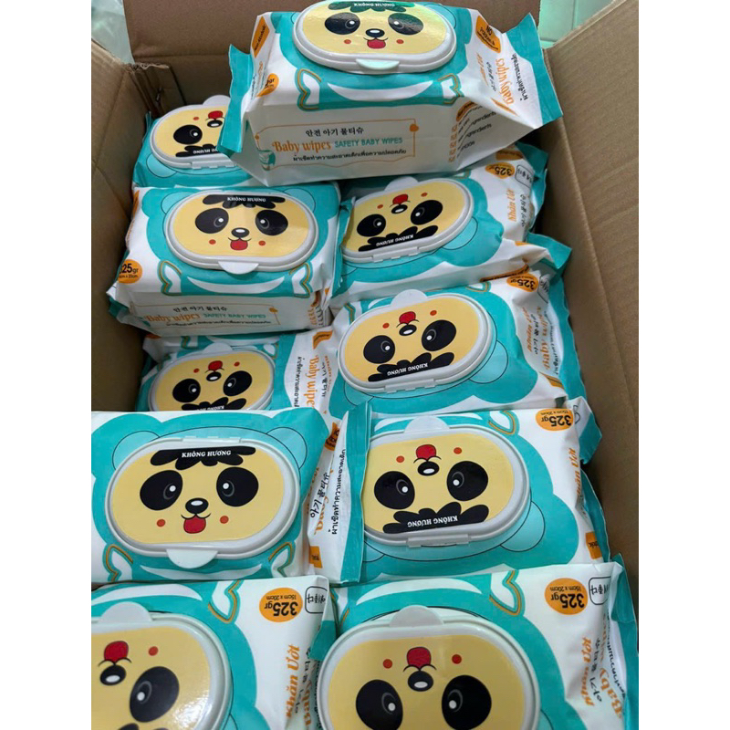 COMBO 10 GÓI - Khăn ướt KHÔNG MÙI Baby Wipes mẫu nắp Gấu gói lớn 325gr