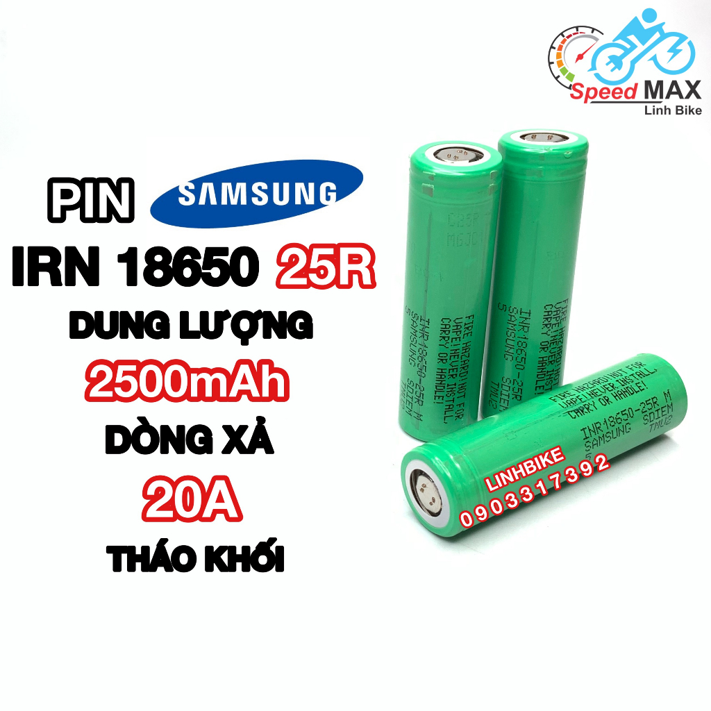 [Tháo khối] Pin tháo máy Samsung 25R 18650 DL 2500mAh xả 10C 20A, chọn phân loại (LINHBIKE)