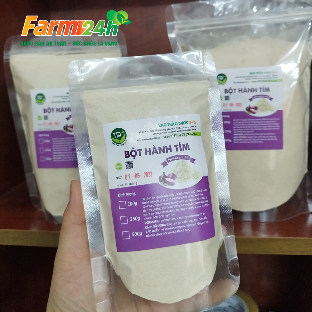 Bột hành tím nguyên chất tự nhiên 100%, gia vị thơm ngon cho các món ăn, tiện lợi, bảo quản được lâu | Farm24h