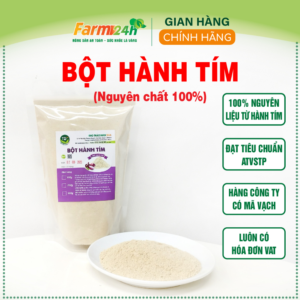 Bột hành tím nguyên chất tự nhiên 100%, gia vị thơm ngon cho các món ăn, tiện lợi, bảo quản được lâu | Farm24h