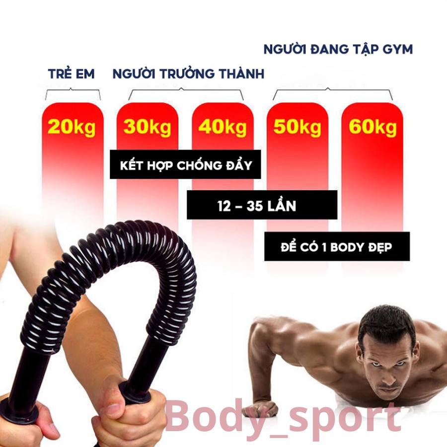 Gậy lò xo tập cơ tay Bodysport đồ tập cơ tay tại nhà dụng cụ tập gym tăng cơ ngực cơ tay 20kg 30kg 40kg 50kg 60kg
