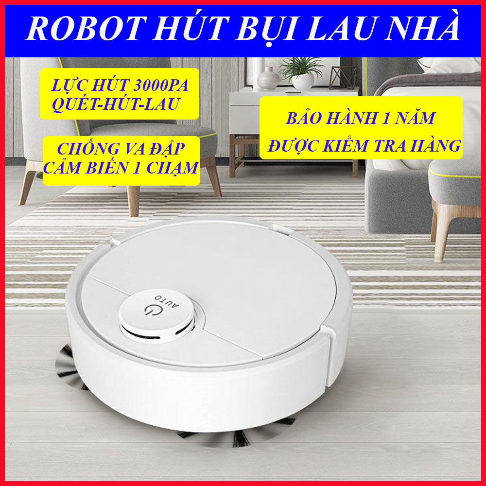 Robot Hút Bụi Lau Nhà ES300, Máy Hút Bụi Thông Minh, Lực Hút Cực Mạnh 3000pa, Hoạt Động Thông Minh, Chống Va Đập