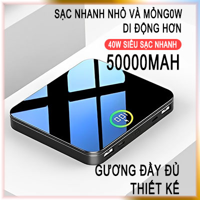 50000Mah Sạc dự phòng Mini Powerbank Di Động Màn Hình Kỹ Thuật Số Pin Siêu Mỏng Đầu Ra Kép Đầu Vào Kép Powerbanks