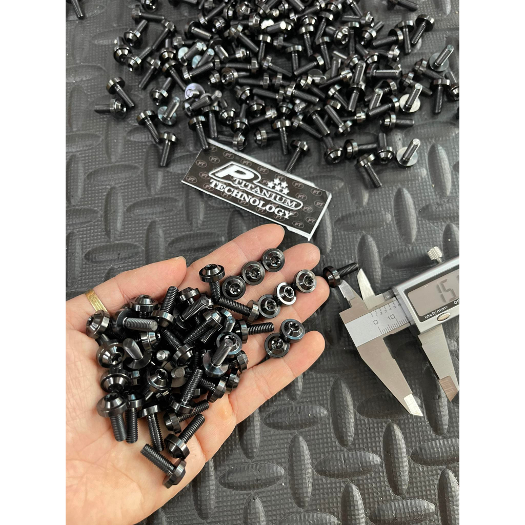 Ốc 5li15 , M5x15 dù nhỏ h5d12 Titan Đen Gr5 bắt dàn áo hd , mô tô , Body Bolt Honda