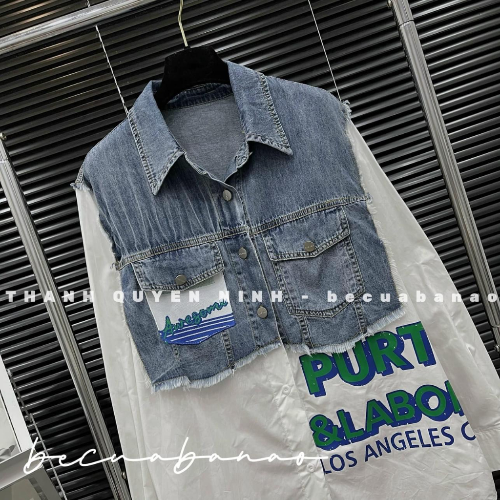 Sơ mi chữ mix bò dáng oversize hàng loại 1 Cemos