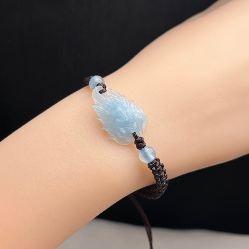 Vòng tay hồ ly phong thuy aquamarine