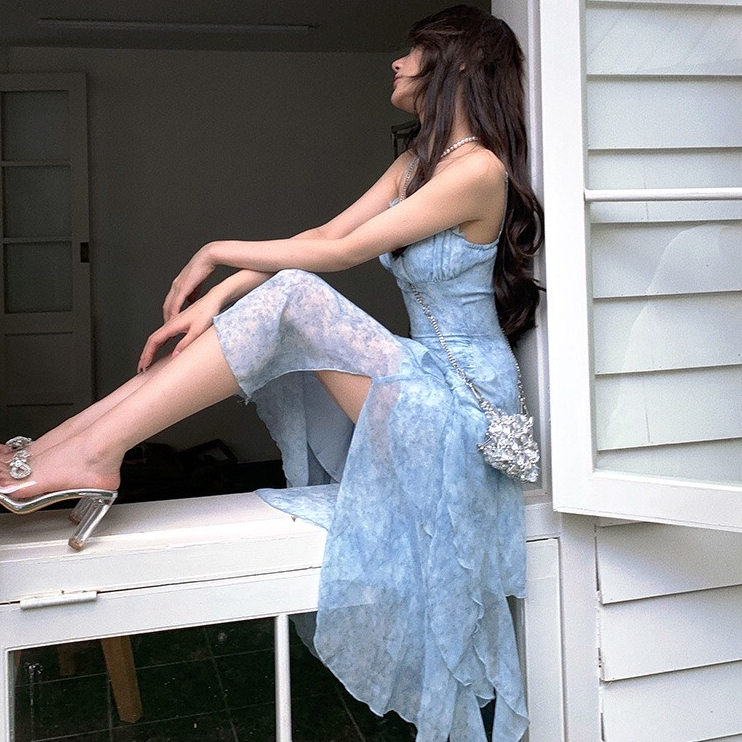 Đầm Hai Dây Dáng Dài Xẻ Tà Hoa Nhí Nàng Thơ Tiểu Thư Dịu Dàng Nữ Tính Cực Đẹp