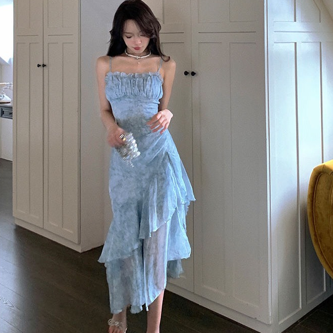 Đầm Hai Dây Dáng Dài Xẻ Tà Hoa Nhí Nàng Thơ Tiểu Thư Dịu Dàng Nữ Tính Cực Đẹp