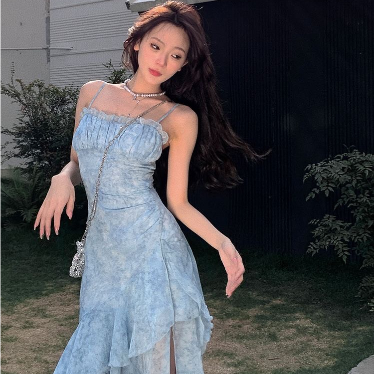 Đầm Hai Dây Dáng Dài Xẻ Tà Hoa Nhí Nàng Thơ Tiểu Thư Dịu Dàng Nữ Tính Cực Đẹp