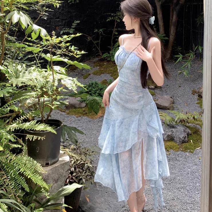 Đầm Hai Dây Dáng Dài Xẻ Tà Hoa Nhí Nàng Thơ Tiểu Thư Dịu Dàng Nữ Tính Cực Đẹp