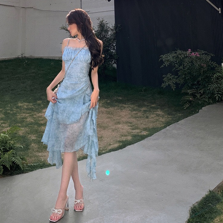 Đầm Hai Dây Dáng Dài Xẻ Tà Hoa Nhí Nàng Thơ Tiểu Thư Dịu Dàng Nữ Tính Cực Đẹp