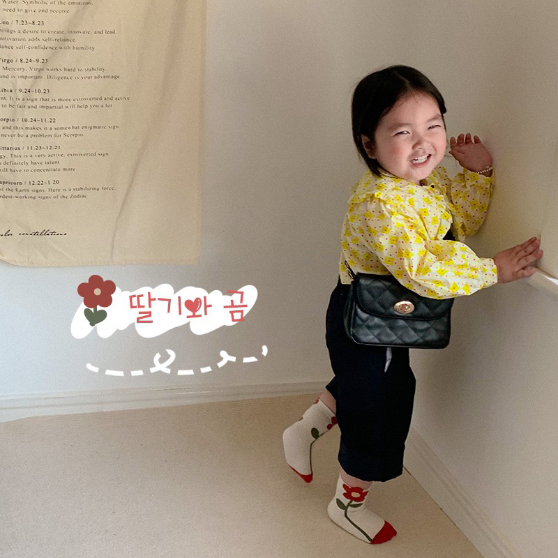 Set 5 Đôi Tất Bé Gái Phối Hoa Cổ Cao Viền Nhún Siêu Xinh