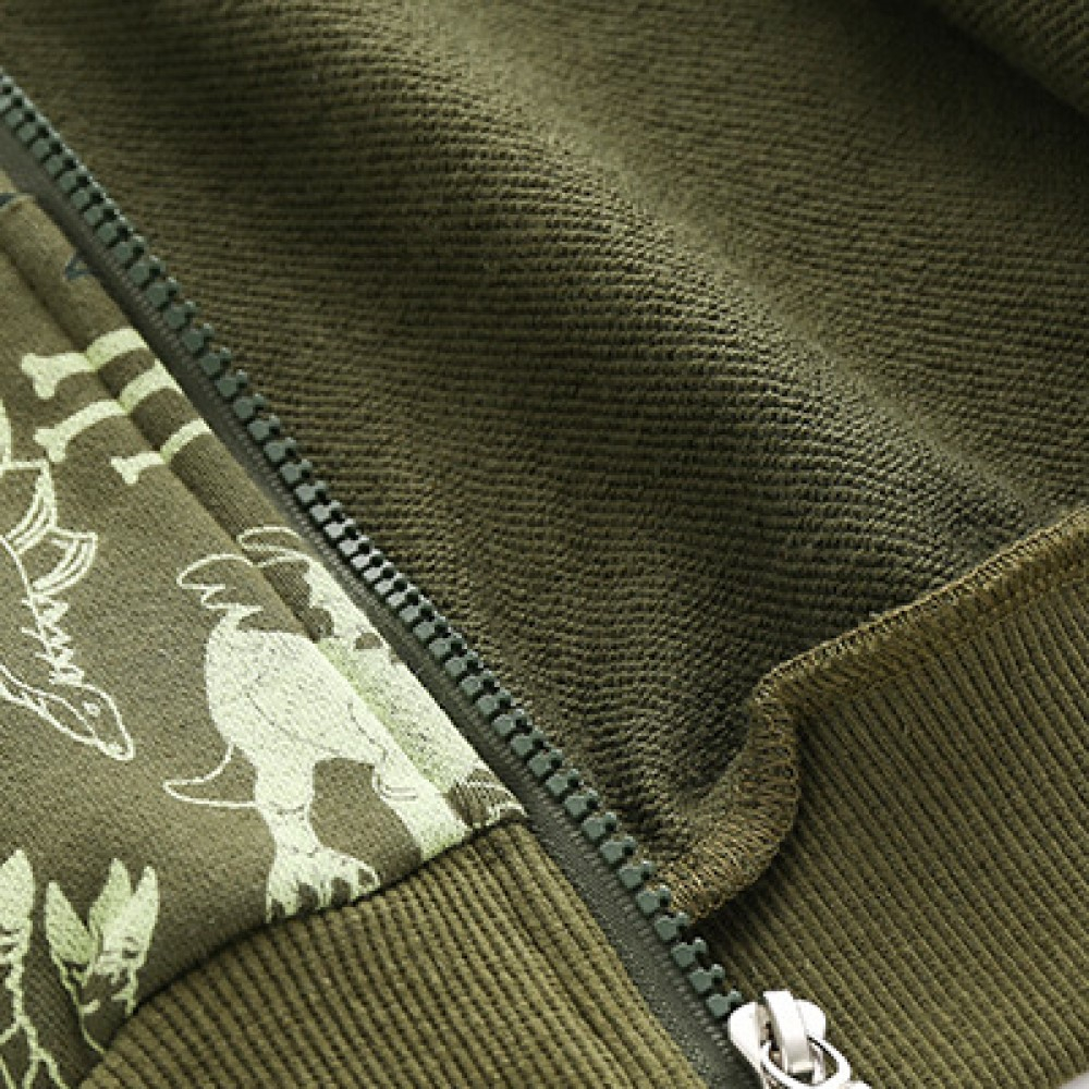 Áo khoác nỉ da cá có nón họa tiết khủng long cho bé AK31