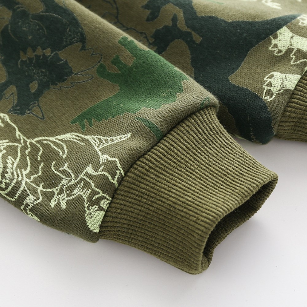 Áo khoác nỉ da cá có nón họa tiết khủng long cho bé AK31