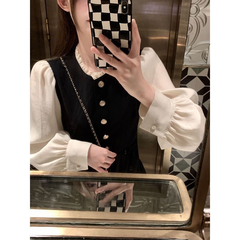 Váy mixi công chúa nữ tính nhung mềm mại, mùa thu đông 2023