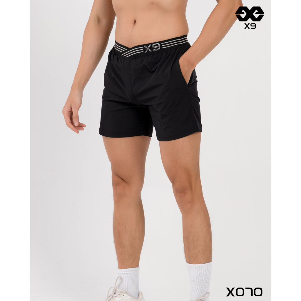 Quần Dù Thun Nam Đai Xéo Tập Gym Thể Thao Ngắn Ngang Đùi Slimfit Ôm Cao Cấp - X070 - X9 Sportswear