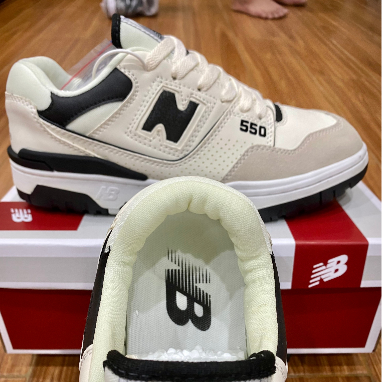 Giày New Balance 550 White Black Và White Green, Giày NB550 Trắng Đen, Trắng Xanh Cổ Thấp Đủ Size Nam Nữ Full Box Bill