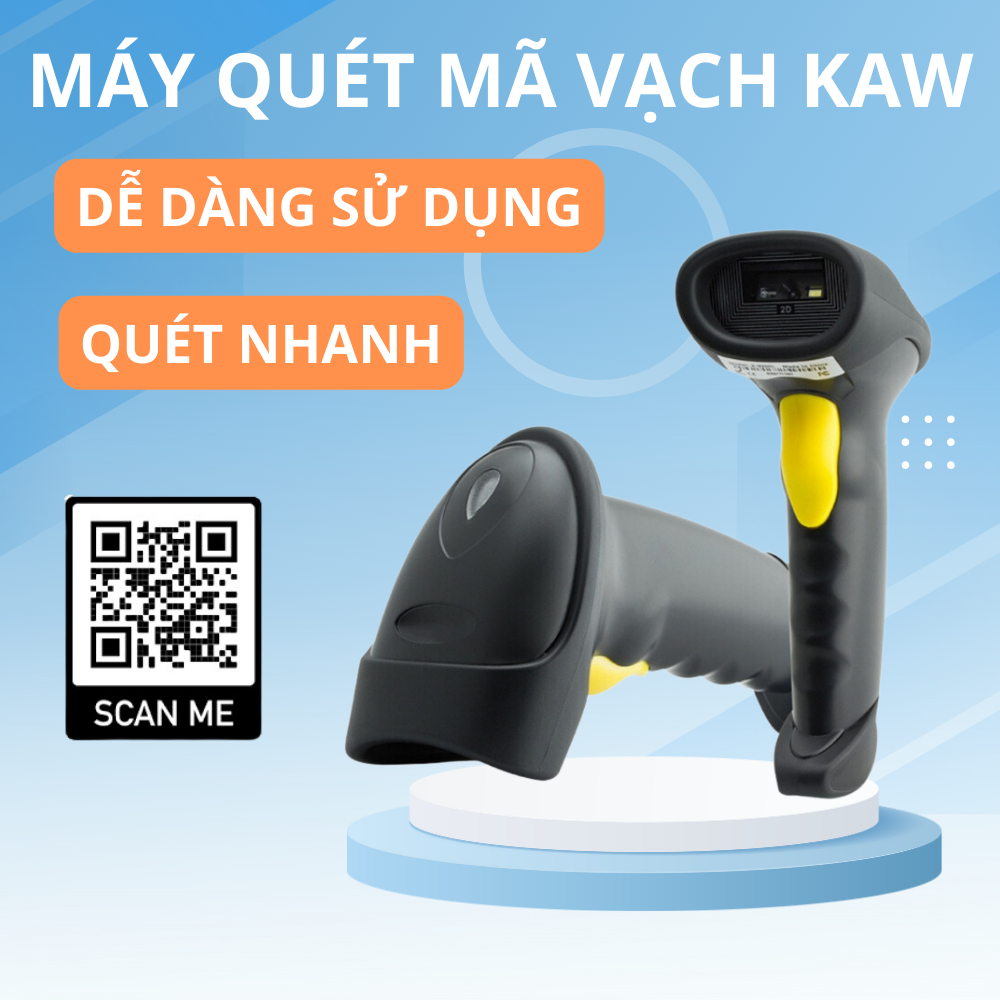 Máy bắn mã vạch Kaw 2D Không Dây Bluetooth 5.0 Quét Mã Vạch Đa Tia Mã 1D Mã QR Bảo hành 1 đổi 1