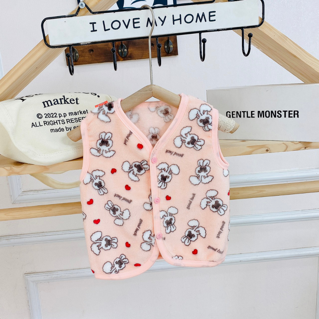 Áo Gilê nhung tuyết siêu mềm siêu mịn cho bé 3-12kg -  AGL- NT0230 -