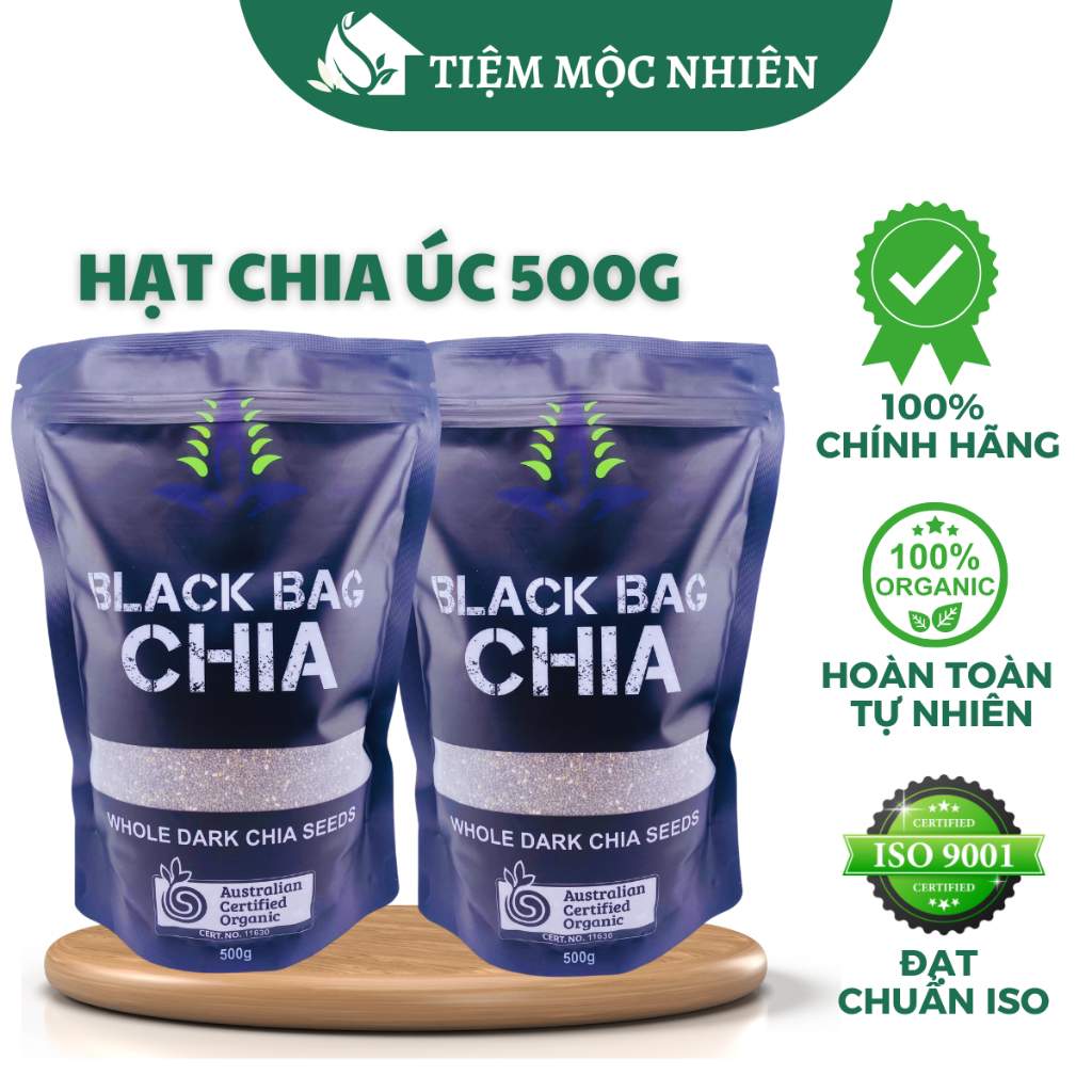 Hạt Chia Úc Black Bag, hạt Chia giảm cân hữu cơ chính hãng chất lượng đủ cân 500g Tiệm Mộc Nhiên