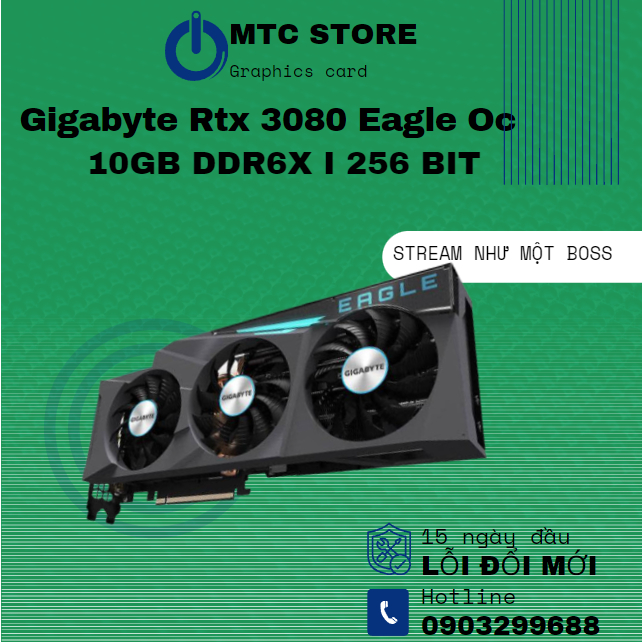 Giá sốc - Card Màn Hình cũ Gigabyte Rtx 3080 Eagle Oc 10GB