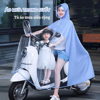 Áo mưa cánh dơi cỡ to nửa trước trong suốt vải dù chống thấm cao cấp