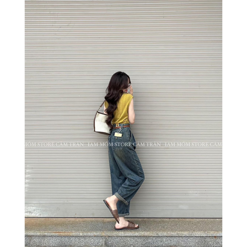 Quần jean bò baggy nữ cạp cao quần vải jean ống rông xuông suông phong cách Hàn Quốc sành điệu style 2023