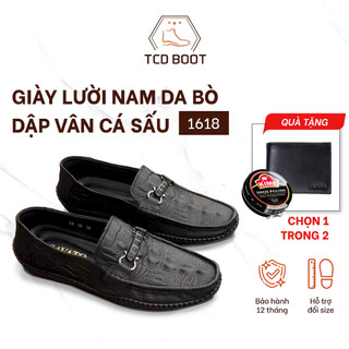 Giày lười nam da bò dập vân cá sấu mã 1618