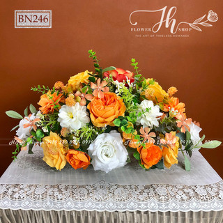 Hoa lụa để bàn họp, bàn hội nghị, bát hoa lụa để bàn trang trí - hoa lụa cao cấp h&h flower