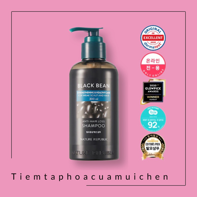 [Nội địa Hàn] Dầu Gội “Thần Thánh” Kích Mọc Tóc NATURE REPUBLIC BLACK BEAN Anti Hair Loss Shampoo 300ml