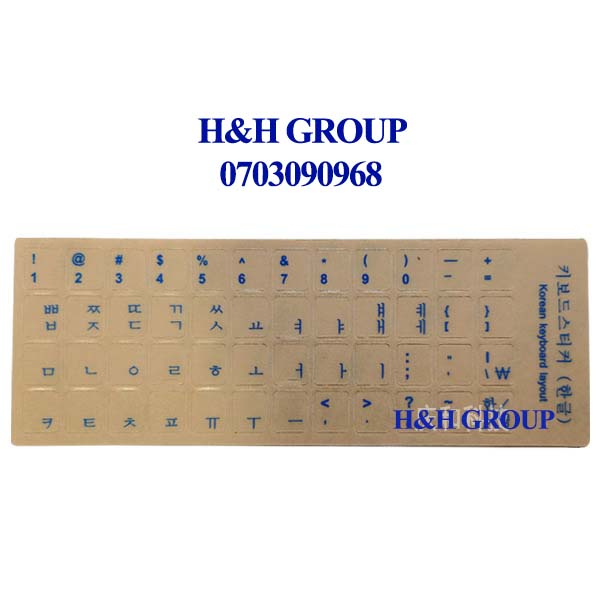 Miếng dán bàn phím tiếng Hàn trong suốt chữ Xanh loại 1