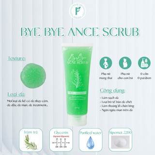 Tẩy da chết bye bye acne scrub, tẩy tế bào chết, giảm mụn dành cho da nhạy cảm, da dầu mụn 100g