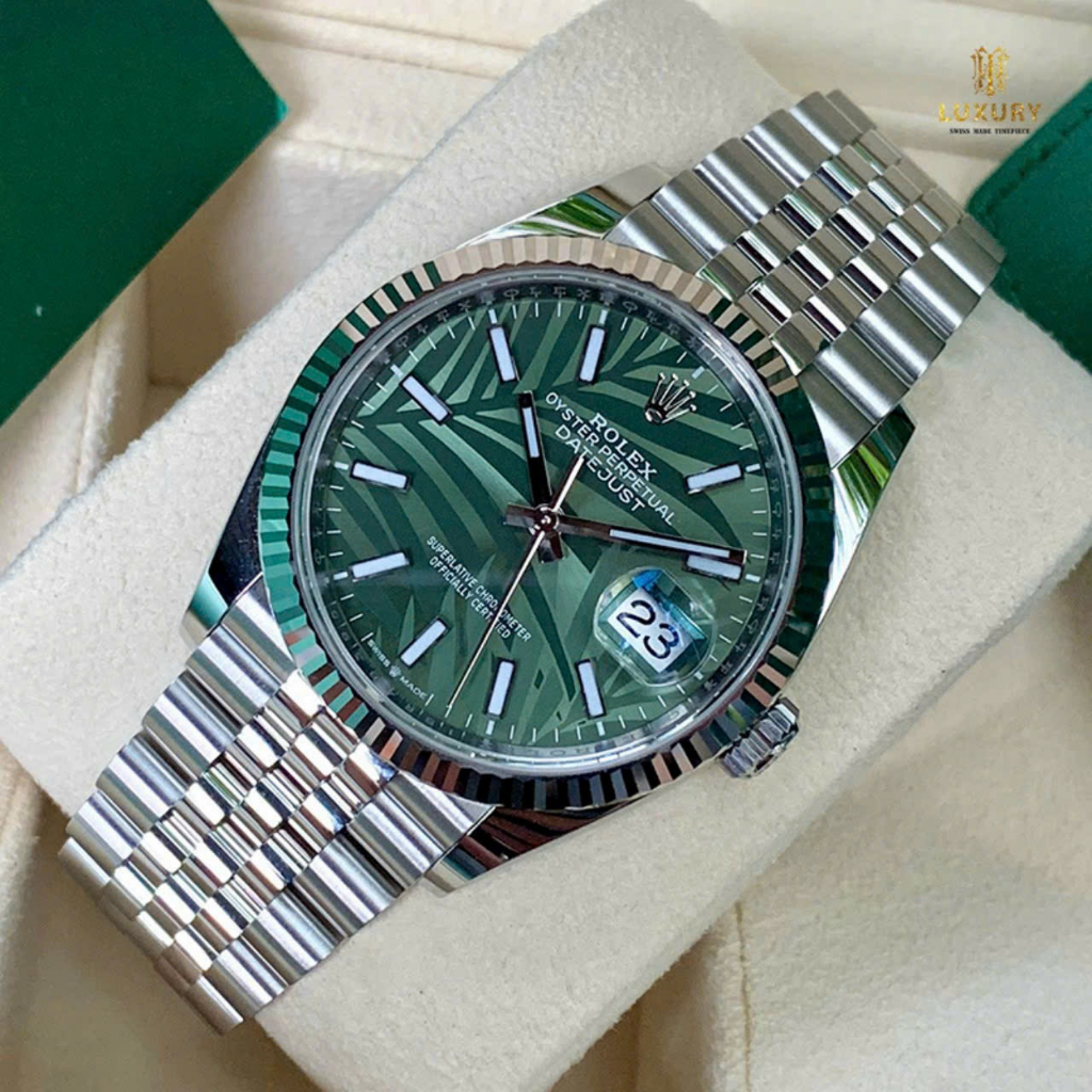 Đồng Hồ ROLEX DATEJUST 40mm mặt cọ máy Quart Nhật viền đá