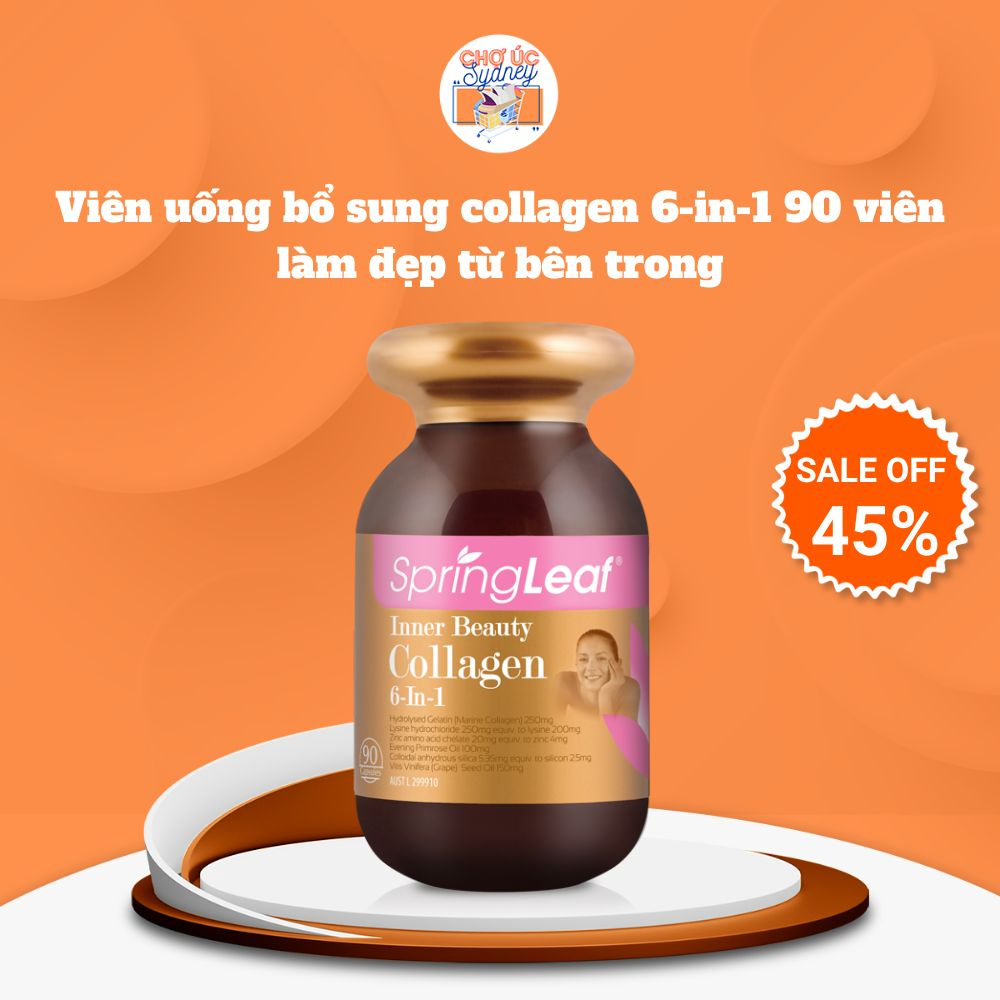 Collagen 6in1 đẹp da, sáng da collagen, anh thảo, dầu hạt nho SpringLeaf Inner Beauty 90 viên/ 180 viên