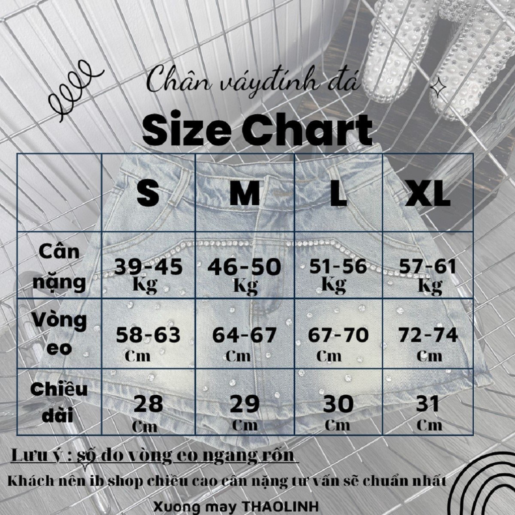 Chân váy jean ngắn chữ a đính đá , chân váy đính đá bò nữ lưng cao chất dày mịn không co dãn bông mặt vải có quần bảo vệ
