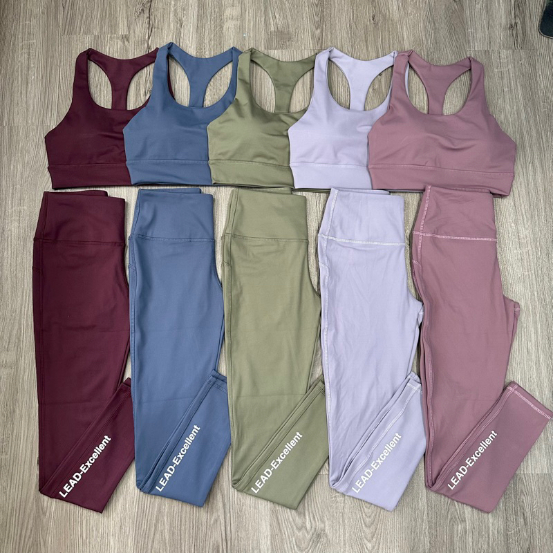 Bộ Tập Gym Yoga Nữ Lead Quần Dài Kèm Áo Bra Vải Thun Co Dãn 4 Chiều