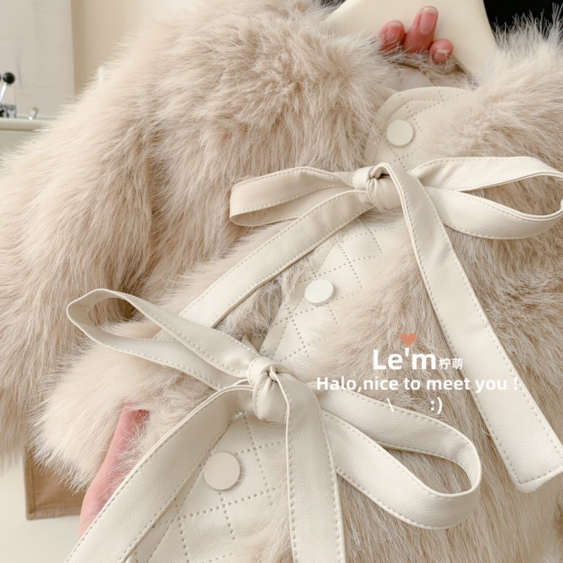 Áo Khoác Lông Chần Bông - Quần Loe Lót Lông Cho Bé Gái