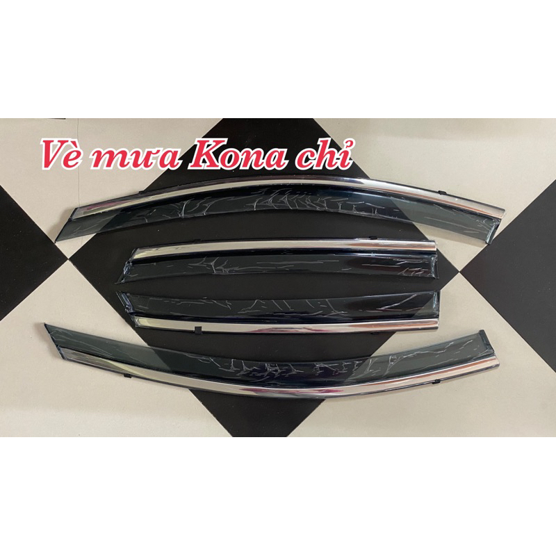 Vè mưa theo xe Hyundai Kona chỉ inox. #Vè che mưa Hyundai Kona.