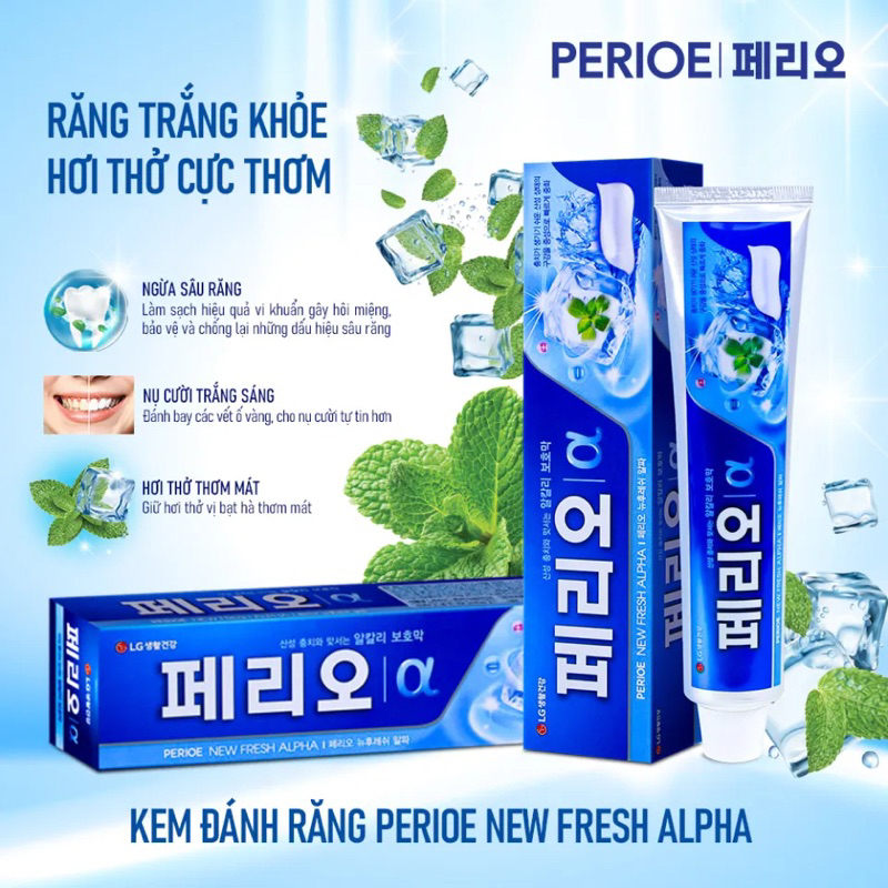 Kem đánh răng ngừa sâu răng Perioe New Fresh Alpha 185G