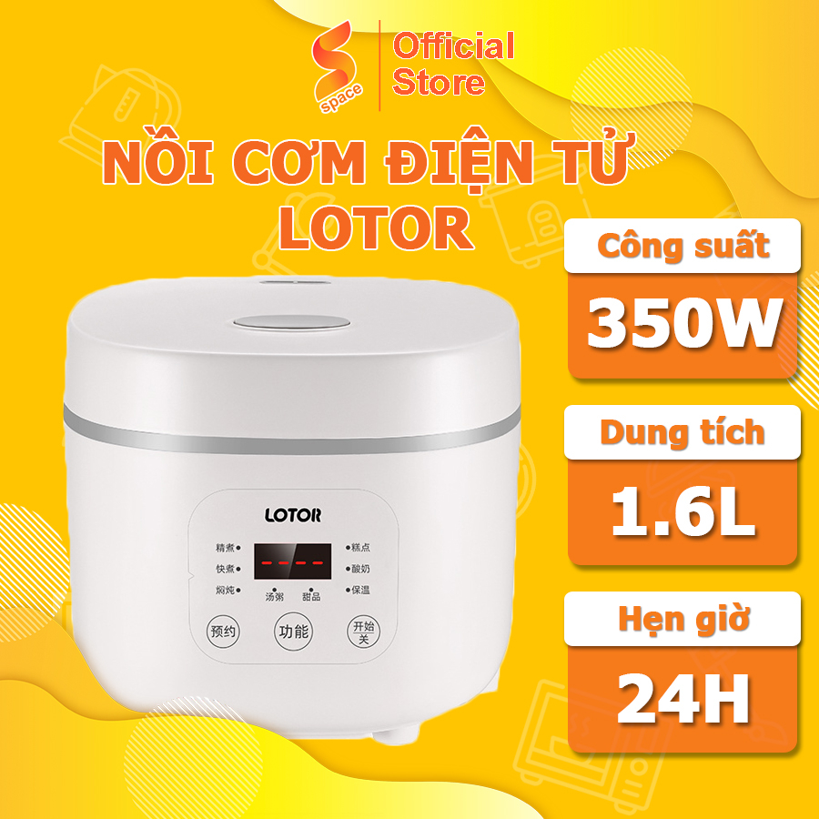 Nồi Cơm Điện Tử Lotor Dung Tích Lòng Nồi 1.6L Công Suất 350W Hẹn Trước 24H Nấu Cơm Canh Cháo Hầm Làm Sữa Chua