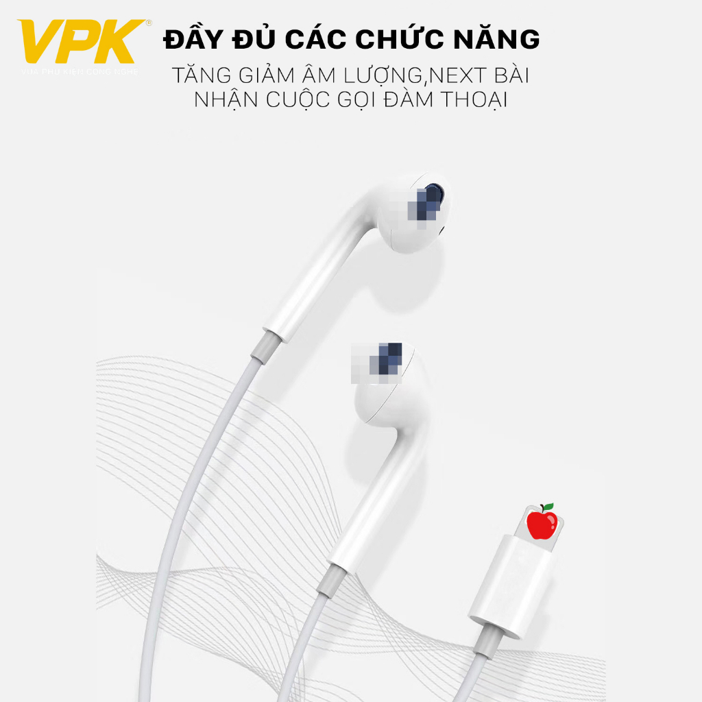 Tai Nghe Có Dây Chân Cắm Dẹt Tự Nhận Kết Nối Bluetooth Có Mic Đàm Thoại Cho 7|8|X|Xsmax|11|12|13|14...