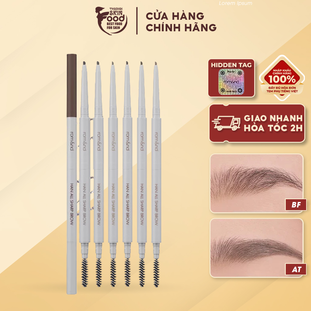 Chì Kẻ Mày Nét Mảnh 3 Trong 1 Cho Đôi Chân Mày Hoàn Hảo, Sắc Nét Romand Han All Sharp Brow 0.29g