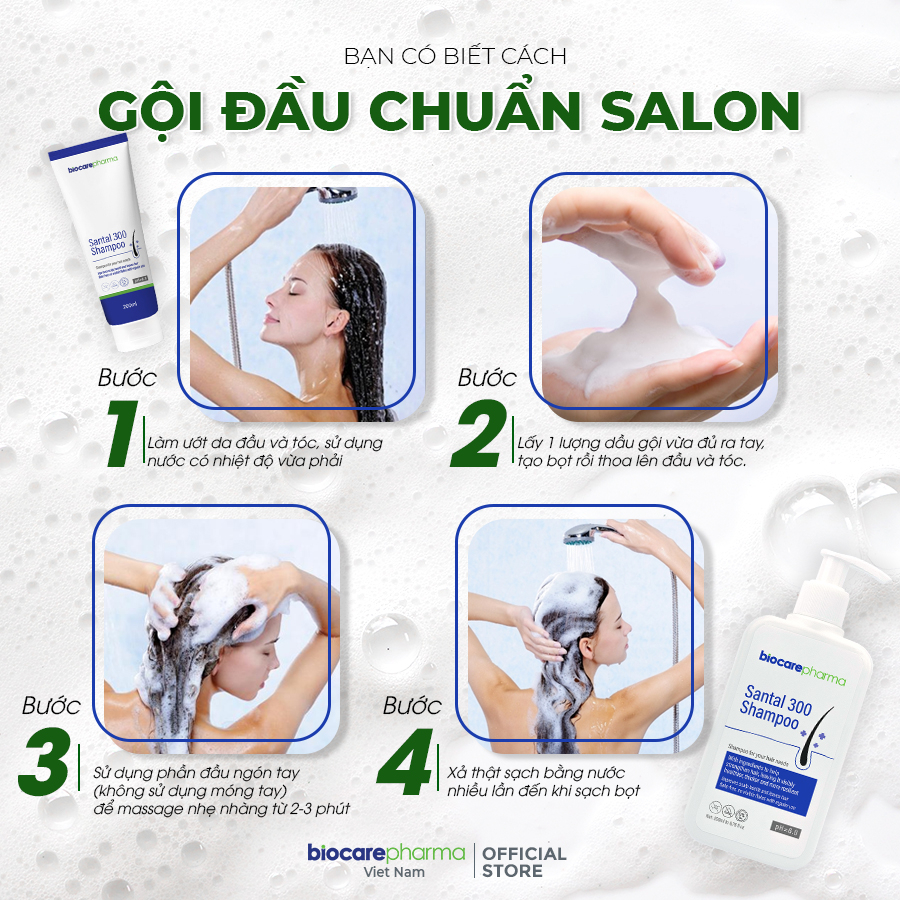 Dầu gội giảm gàu nấm ngứa Santal 300 shampoo mẫu tuýp 200ml | Biocarepharma