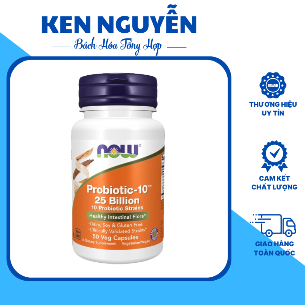 Now - Probiotic 25 Billion 50 Viên - Cam Kết Chính Hãng | Bổ Sung 10 Loại Lợi Khuẩn Hỗ Trợ Hấp Thu Chất Dinh Dưỡng