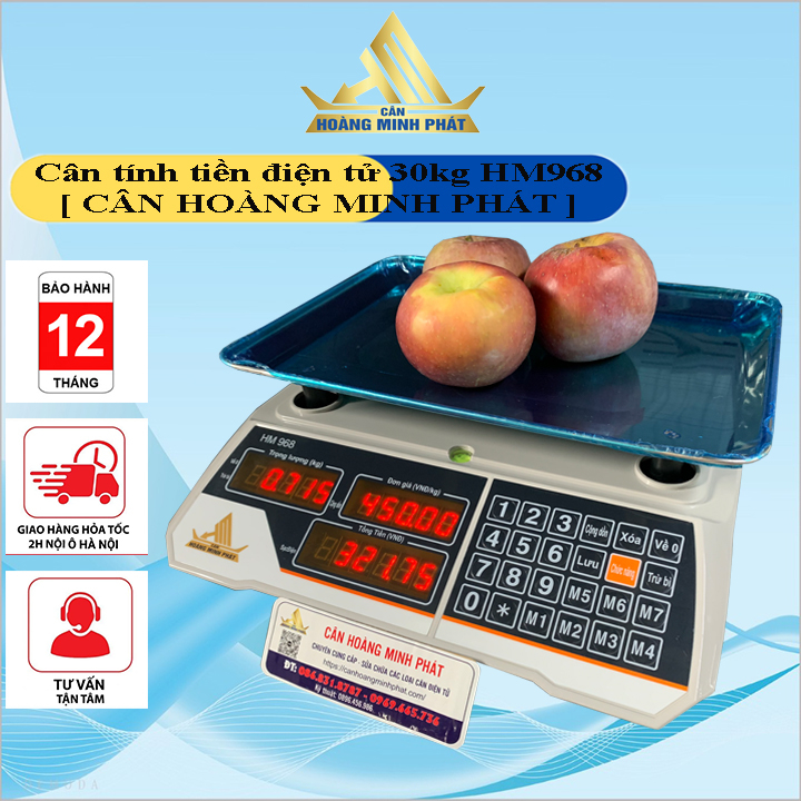 Cân Tính Tiền Điện Tử 30kg HOÀNG MINH PHÁT-HM968. Cân rau củ quả hay thịt cá đông lạnh [ CÂN HOÀNG MINH PHÁT ]