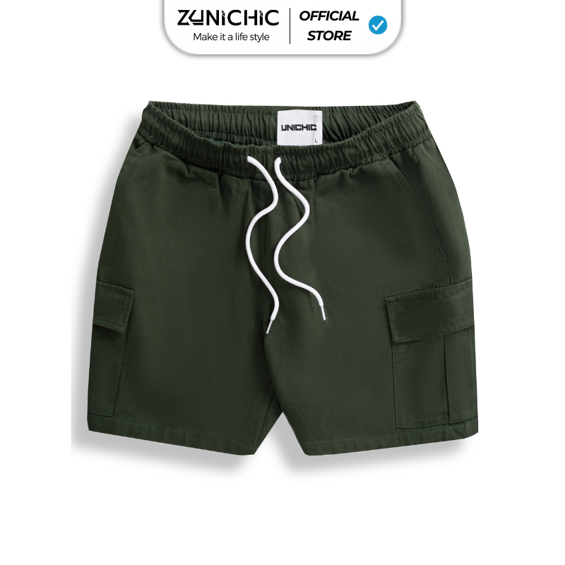 Quần Lửng Nam Kaki Màu Đen, Xanh lá, Kem Quần Short Nam Tập Gym, Chạy Bộ QDHH420 Unichic