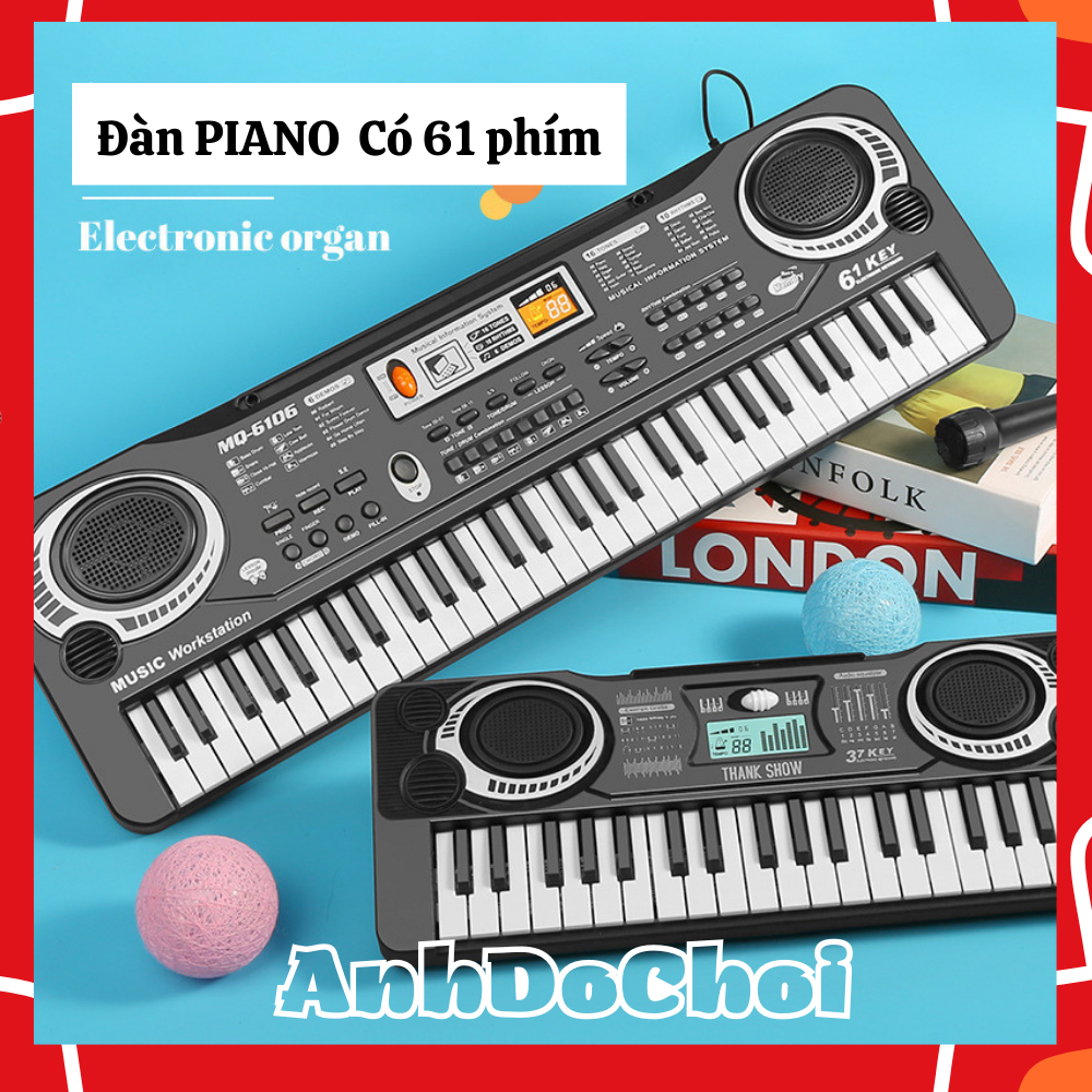 Đàn Piano Điện Tử 61 Phím Kèm mic Cho Bé Đồ Chơi Đàn Piano Điện Tử Có Míc